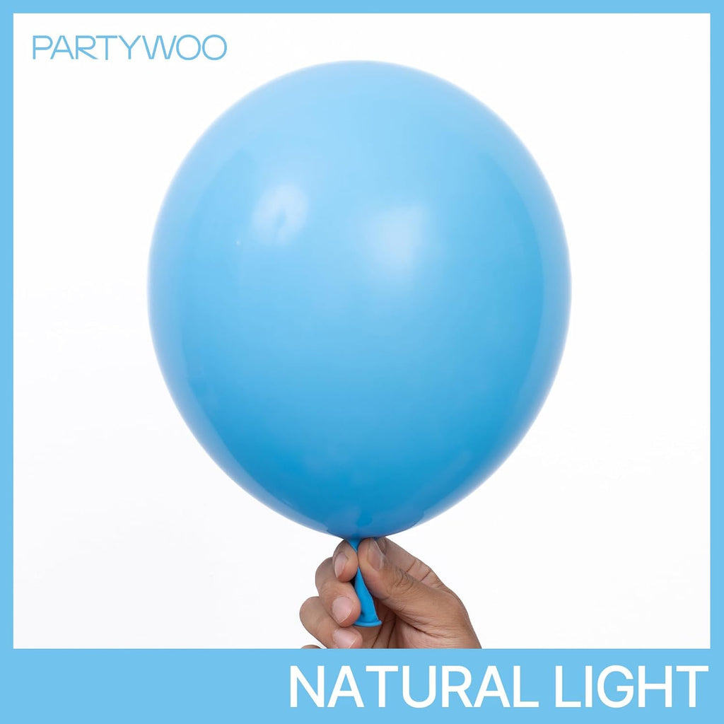 PartyWoo Light Blue Balloons - 152-Piece Baby Pastel Blue Balloon Arch Kit | Various Sizes for Celebrations