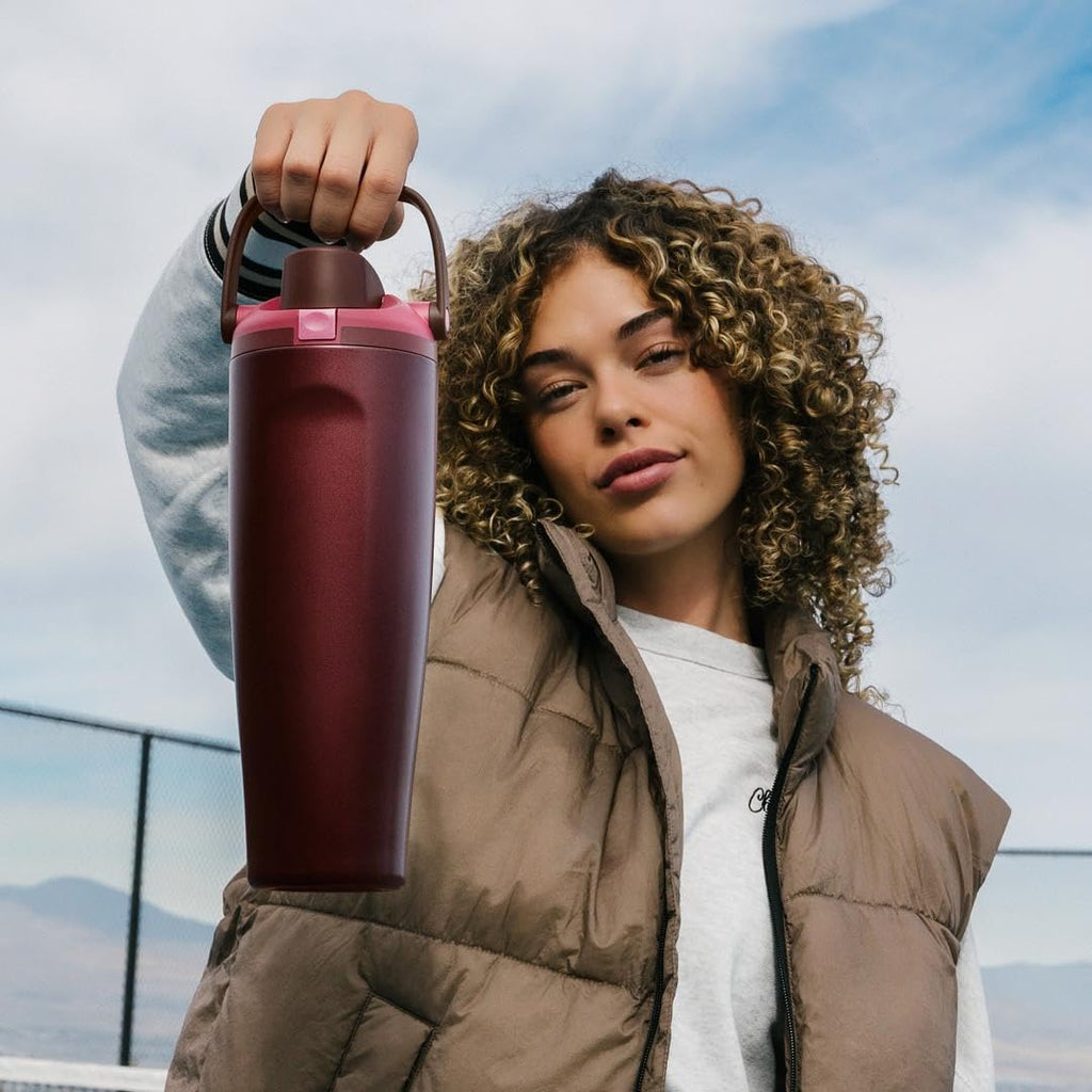Owala FreeSip Sway Insulated Water Bottle - 40oz Stainless Steel with Two-Way Spout & Built-In Straw | Black Cherry, BPA Free, Leak Proof