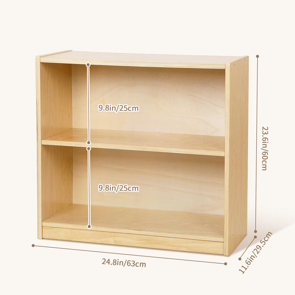 OOOK Montessori Toy Shelf, 2-Tier Wooden Storage Shelf for Kids, Modern Style, Kids Bookshelf and Toy Storage, Classroom, Kindergarten, Playroom, Daycare Center