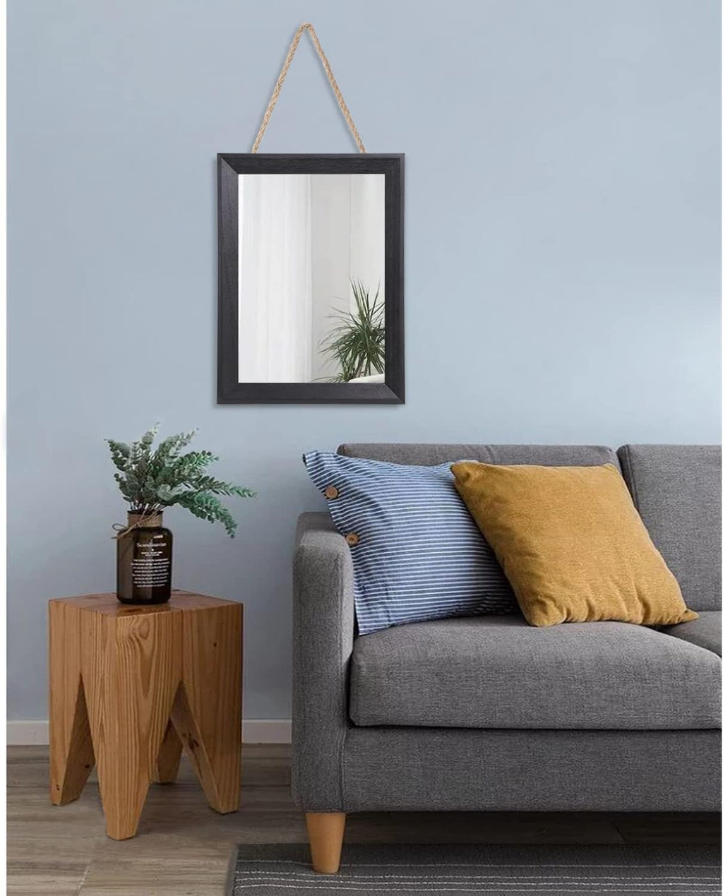 AAZZKANG Black Rectangle Wall Mirror - Decorative Wood Framed Design for Bedroom, Bathroom & Entryway