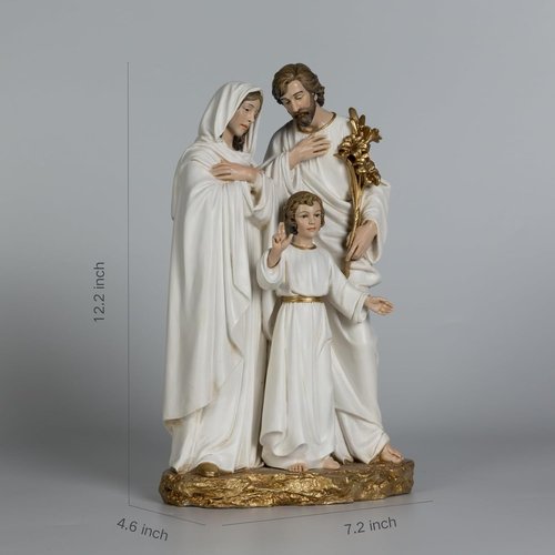 Buildclassic Holy Family Statue - 12" Handpainted Youth Jesus with Mary & Joseph | Inspirational Nativity Décor