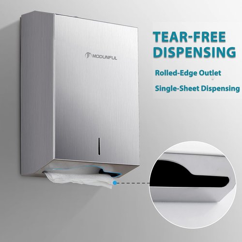 2 Paper Towel Dispenser Wall-Mount - SUS304 Brushed Stainless Steel Commercial Paper Towel Holder with Lock, Large Capacity 400 Multifold/420 C/Z Fold Towels