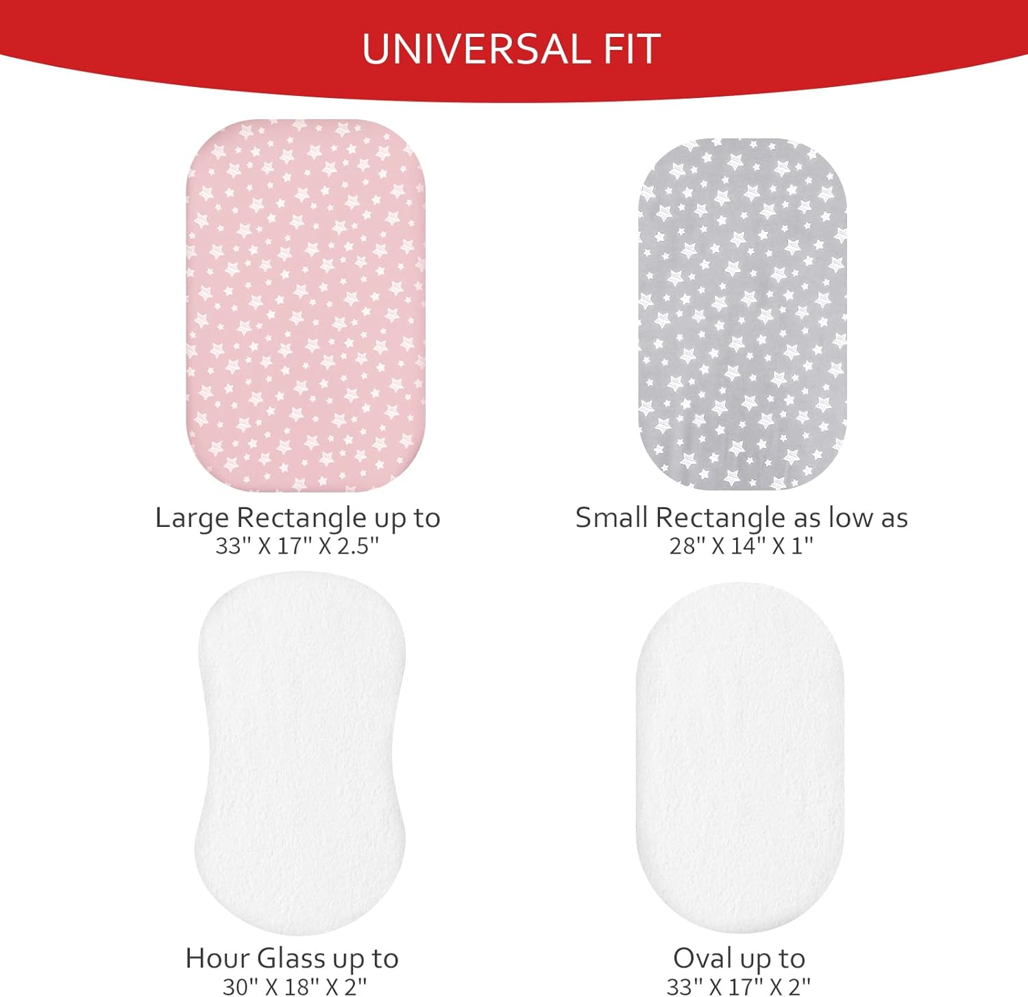 Regine Switzerland Bassinet Sheets - Waterproof Mattress Pad Protector Set | Universal Fit, Grey & Pink
