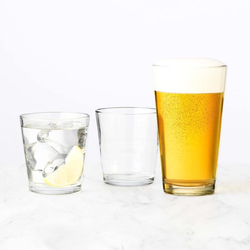 Libbey Bar Essentials Tumbler Glasses Set of 6, Modern Style 16 Oz Glass Set, Dishwasher Safe Tall Drinking Glasses Set for Wine, Beer, and Cocktail
