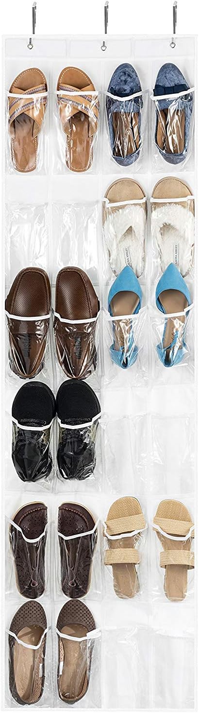 ZOBER Over The Door Shoe Organizer - 24 Pocket Hanging Rack for Shoes, Towels & Toys | Closet & Pantry Storage