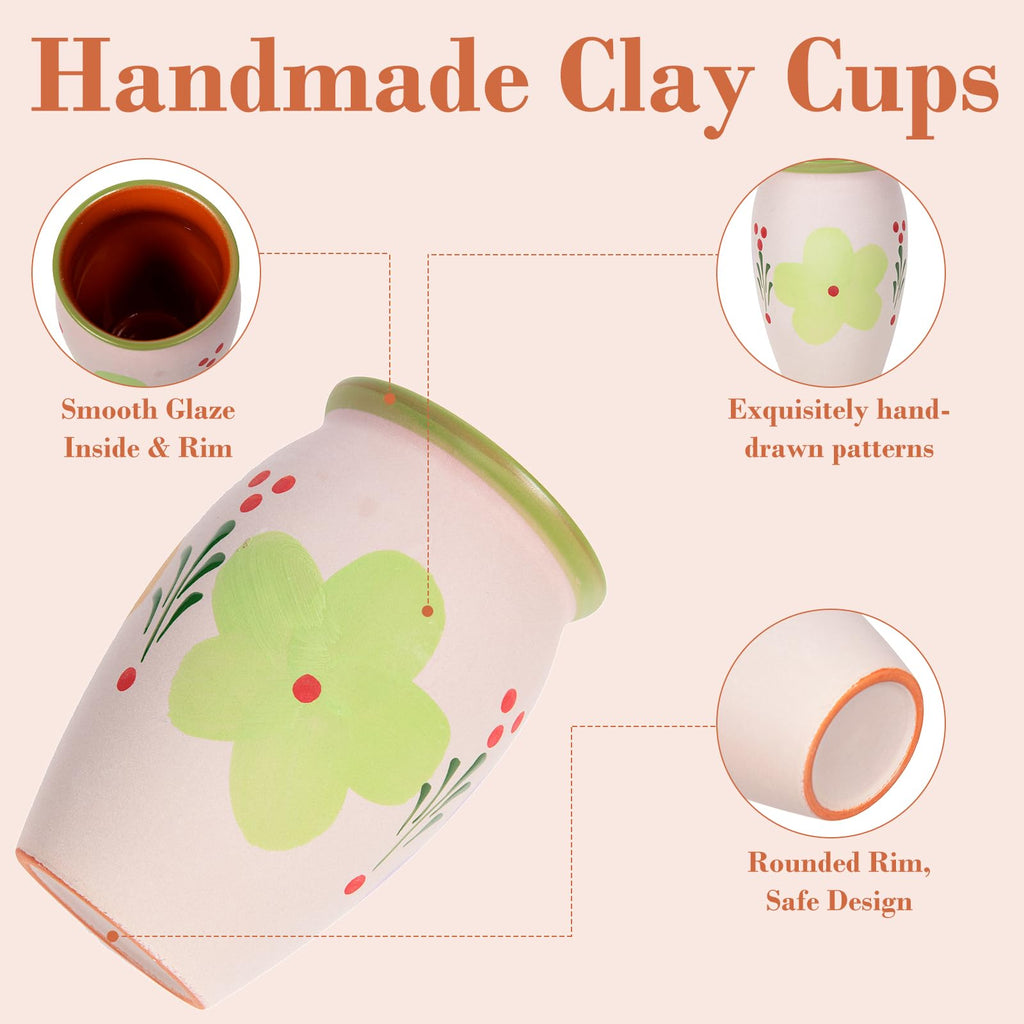 FirstGift 12-Pack Cantaritos de Barro Mexicanos – 12 oz Handmade Clay Cups for Margaritas, Taco Tuesday, Mexican Fiesta (Dishwasher & Microwave Safe)