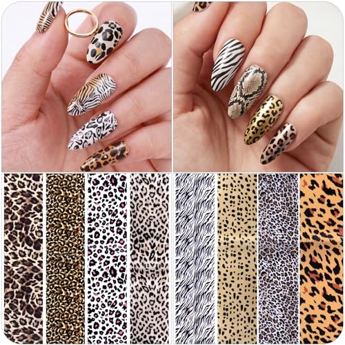 SmallCat 10 Pcs Leopard Nail Transfer Foil Stickers - DIY Manicure Wraps