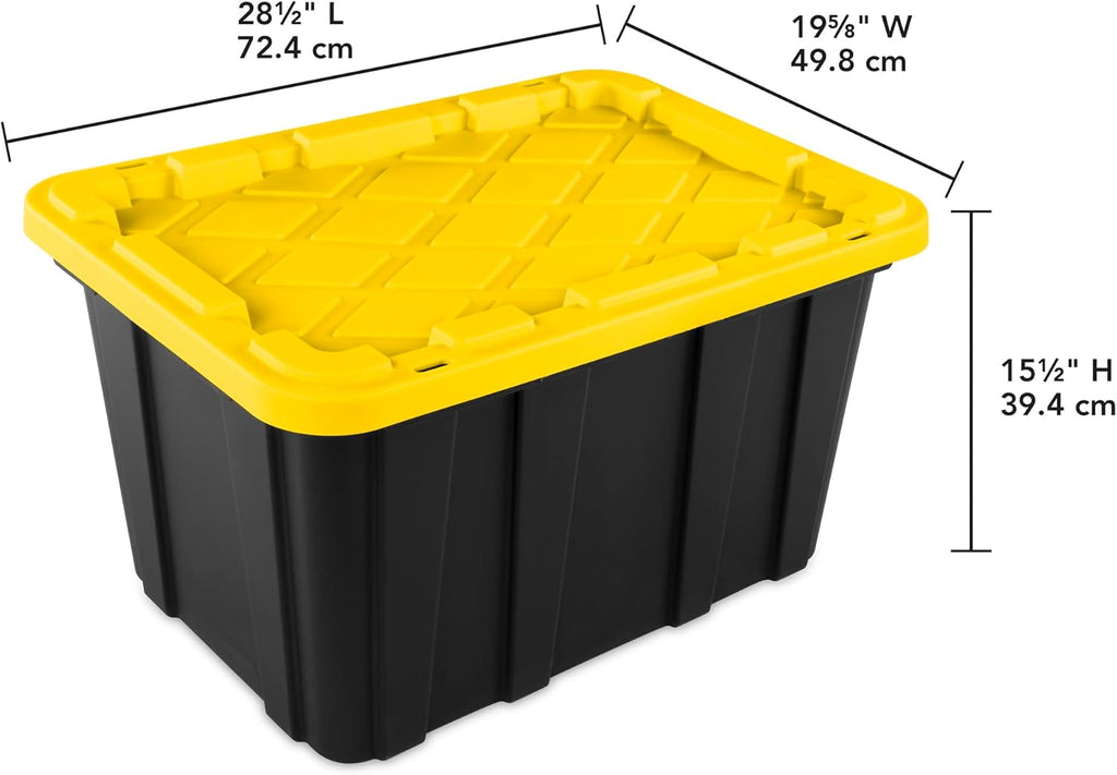 Sterilite 12-Pack Industrial Tote - Heavy-Duty Plastic Storage Bins with Lids, 27 Gallon | Ideal for Organizing Closet, Bathroom, Office