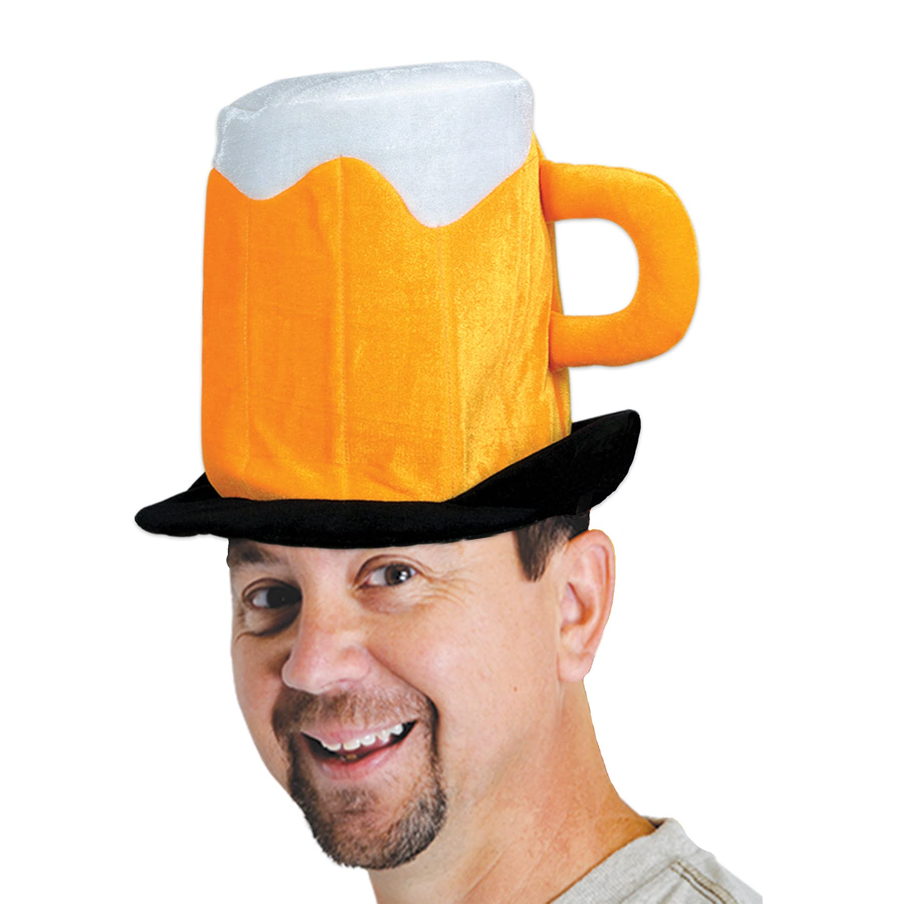Beistle 3 Piece Plush Fabric Beer Mug Hats For Oktoberfest Theme Happy St. Patrick's Day Party Costume Accessories, Celebrating With You Since 1900, Yellow/White/Black
