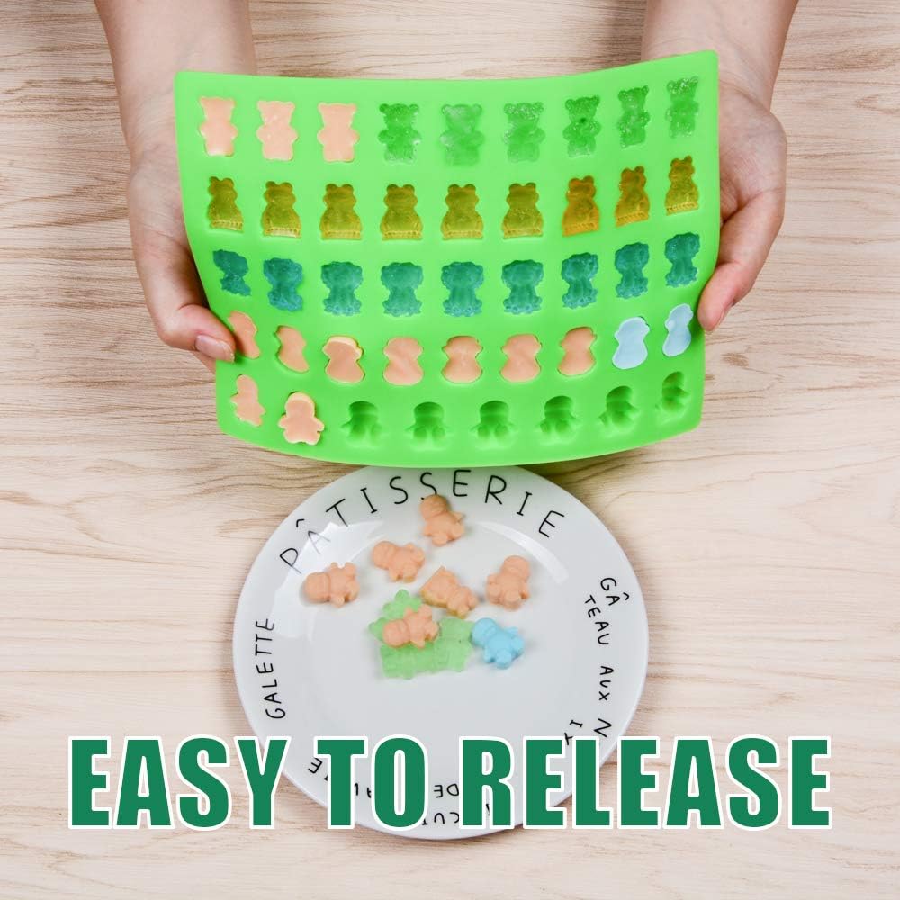 Silicone Candy Gummy Bear Molds - Premium 4-Pack with Bears, Frogs, Lions & More | Includes 2 Droppers
