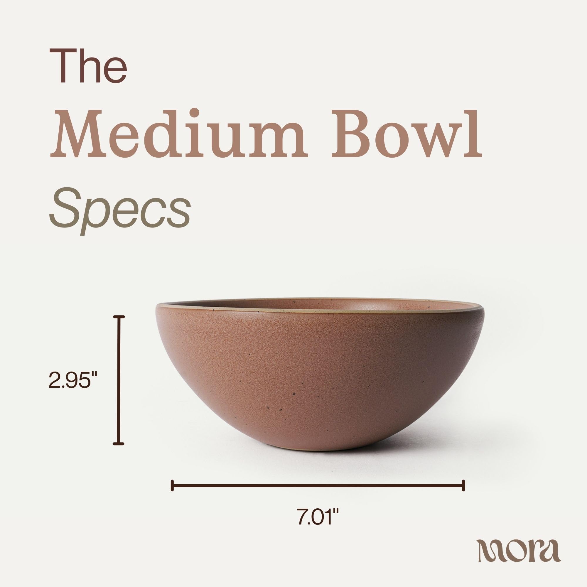 MORA Medium Bowls Set of 4, 28oz Ceramic Pottery Everyday Bowls - Microwave, Oven and Dishwasher Safe - Harvest