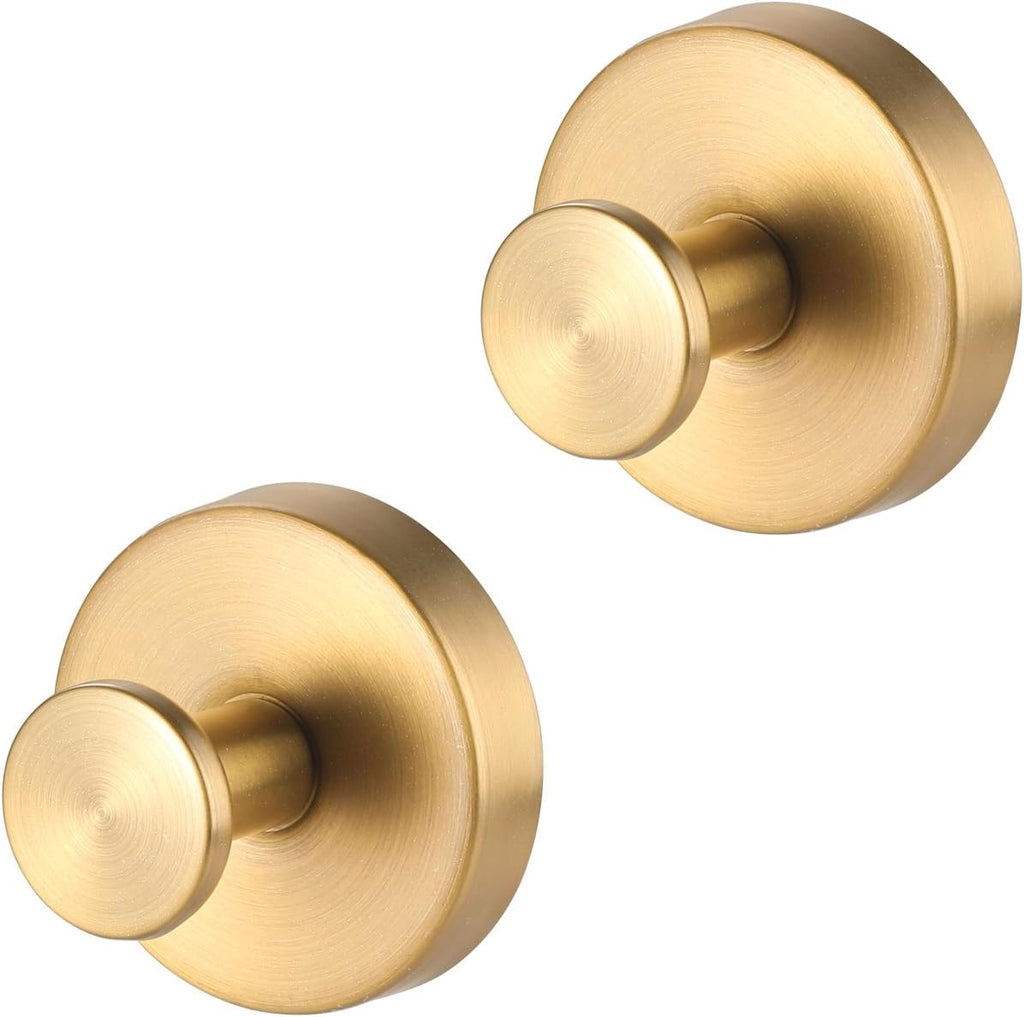 Metal Suction Cup Hooks - No-Drill Shower & Wreath Hangers | 2 Pack in Elegant Gold