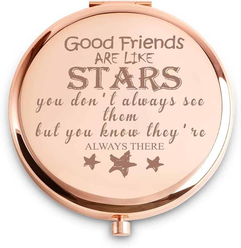 Custom Compact Mirror for Best Friends - Good Friends Are Like Stars - 2.5" Engraved Gift