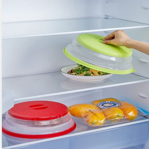 Collapsible Microwave Splatter Cover, 10.5 Inch, Dishwasher-safe, Microwave Plate Cover With Steam Vent，BPA-Free Silicone & Plastic (white)