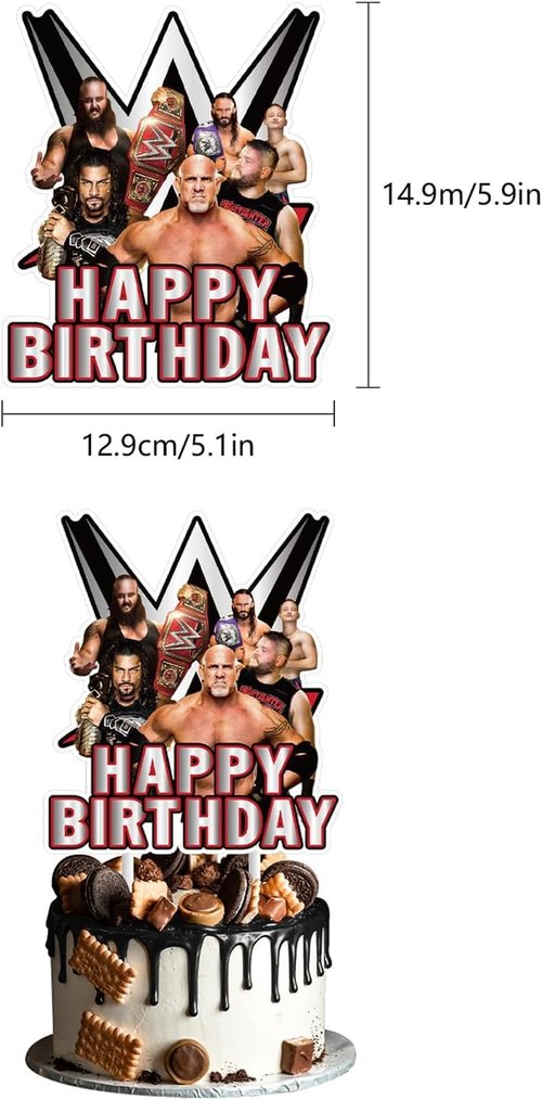 37pcs Wrestling cake decoration set include 1pc big cake topper 36pcs cupcake toppers for Wrestling Theme birthday party decor