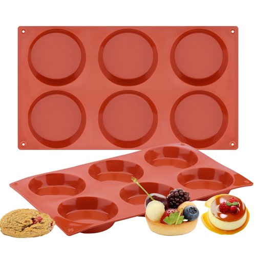 Ocmoiy 3 Inch Egg Mold for Breakfast Sandwiches Round Silicone Muffin Top/Egg Pan, Non-Stick Oven Baking Silicone Molds for Eggs Patty Bites, Tarts, English Muffins, Pack of 2