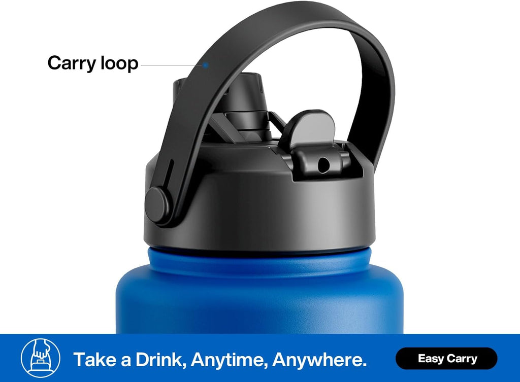POWCAN 40 oz Insulated Water Bottle - 2-in-1 Straw & Spout Lid | Keeps Drinks Cold 24H, BPA-Free, Leak-Proof (Pacific Ocean)