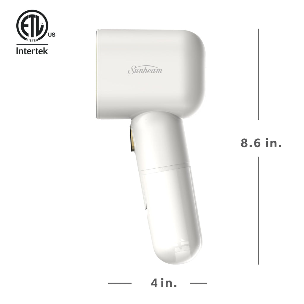 Sunbeam MiniPower 1000W Portable Garment Steamer – Nonstick Steam Plate, 125mL Tank, 8 Minutes Continuous Steam, Horizontal & Vertical Steam, 30-Second Heat-Up, 3-Year Limited Warranty