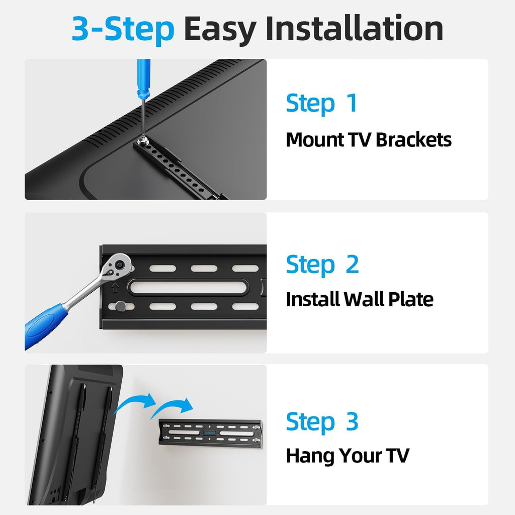 USX STAR Fixed TV Wall Mount - Ultra Slim Design for 26-60 Inch Screens | Quick Release Lock, Max VESA 400x400mm, Holds Up to 99 lbs