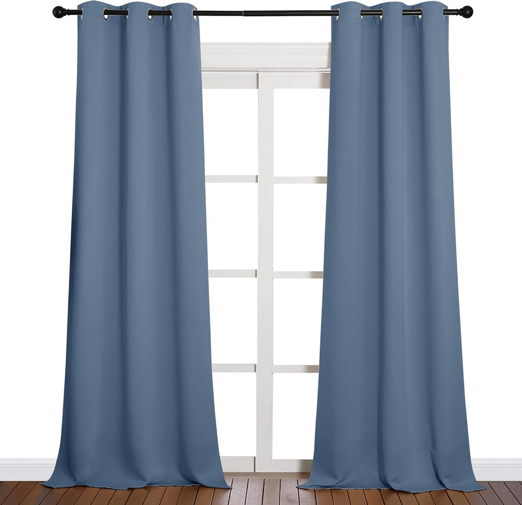 NICETOWN Blackout Curtains - Thermal Insulated & Noise Reducing | 90" Long, Stone Blue, 42" Wide (1 Pair)