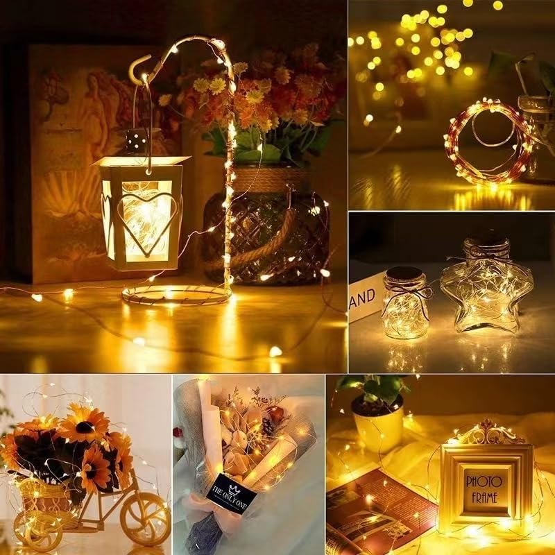 Microwear 33Ft Photo Clip String Lights - 100 LED Fairy Lights with Remote | USB & Battery Powered, 8 Modes for Bedroom & Wedding Décor