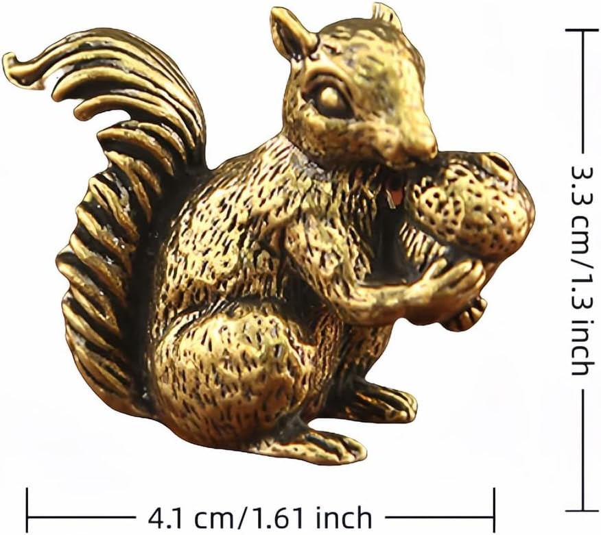 Vintage Bronze Squirrel Statue - Hand-Polished Solid Copper Desk Decor & Paperweight | Perfect Gift for Home Office (41mm)