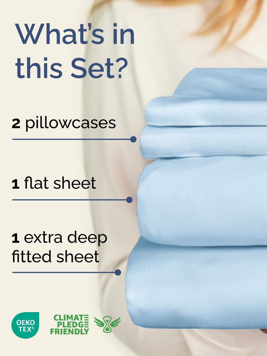 Skiennix Extra Deep Twin Sheet Set - 4 Piece Breathable Cooling Bedding - Soft, Wrinkle-Free Light Blue