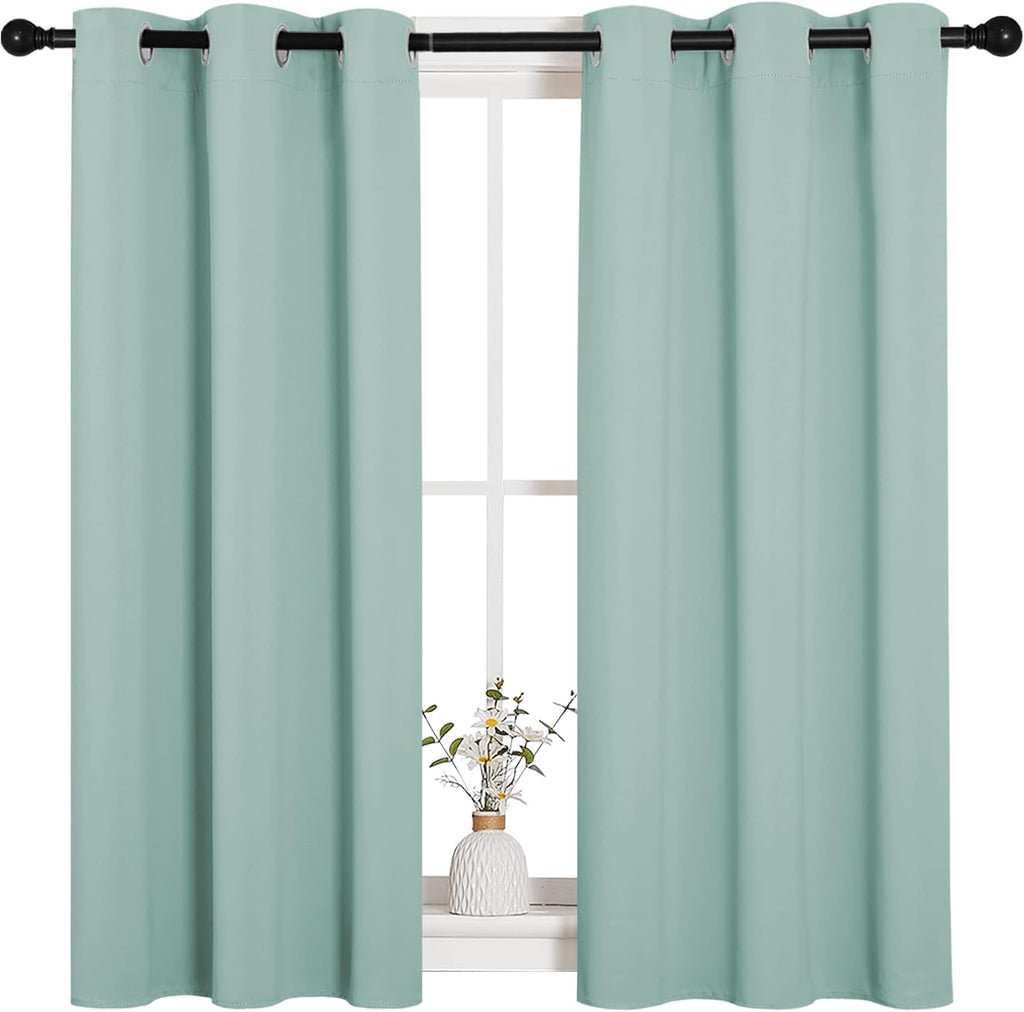 NICETOWN Aqua Blue Thermal Insulated Blackout Curtains - Room Darkening Drapes, Set of 2 (34x45 in)