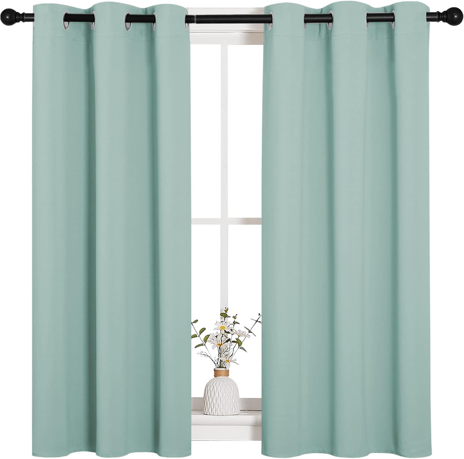 NICETOWN Aqua Blue Thermal Insulated Blackout Curtains - Room Darkening Drapes, Set of 2 (34x45 in)