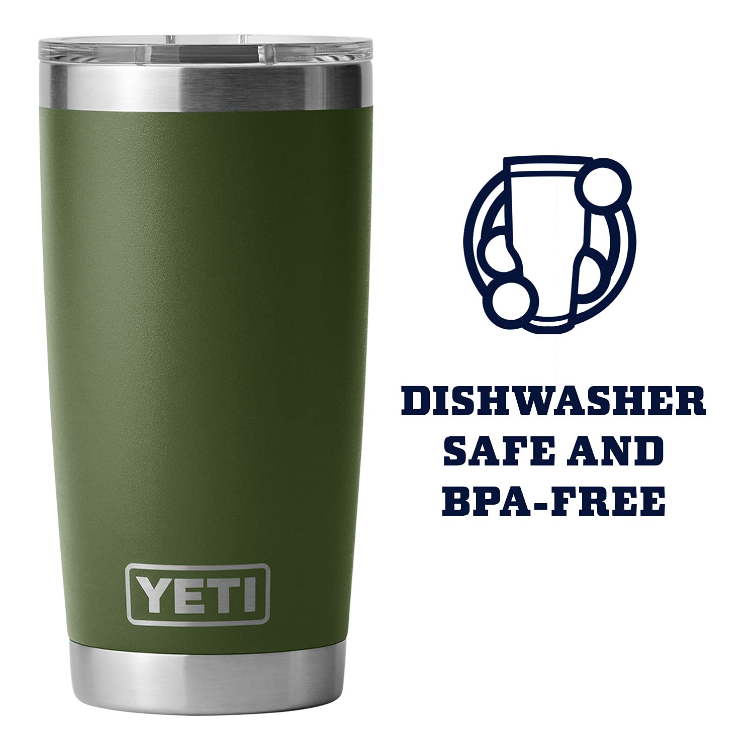 YETI Rambler 20 oz Tumbler, Stainless Steel, Vacuum Insulated with MagSlider Lid, Highlands Olive
