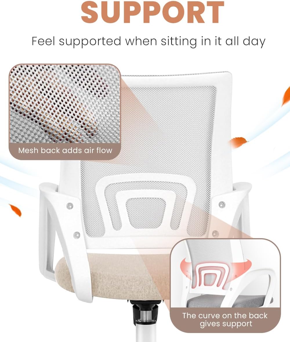 NEO CHAIR Ergonomic Office Desk Chair - Comfy Mesh Cushion with Lumbar Support | Adjustable Height, Beige