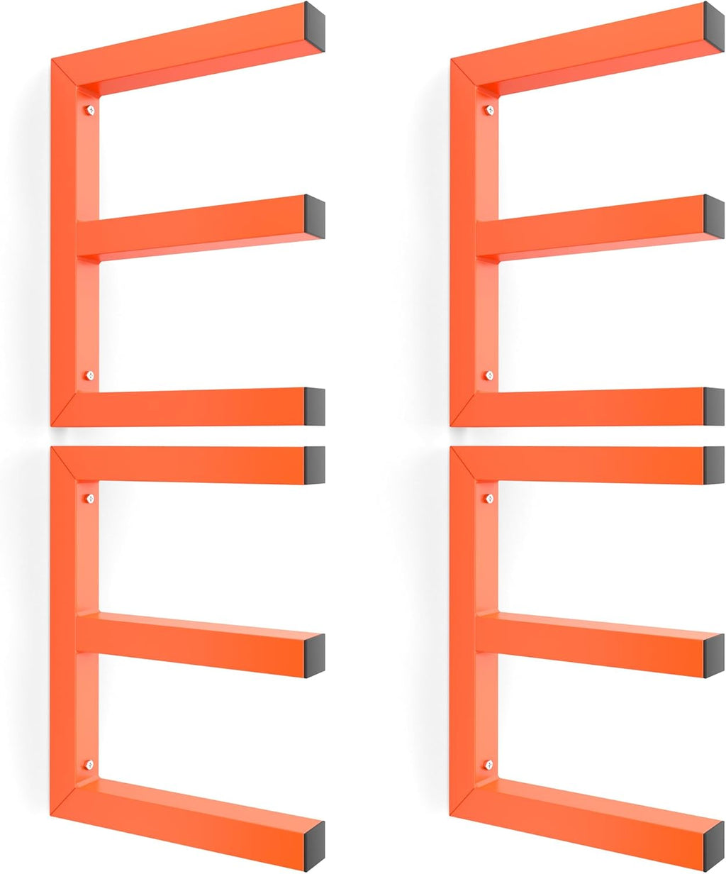 Ultrawall Lumber Storage Rack - Heavy-Duty Wall-Mounted Wood Organizer | Holds 220 LBS Per Level (Pack of 4, Orange)