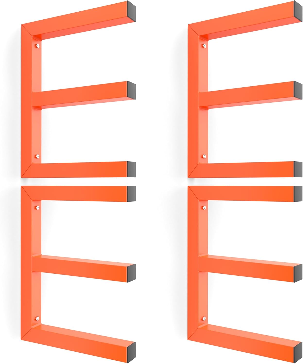Ultrawall Lumber Storage Rack - Heavy-Duty Wall-Mounted Wood Organizer | Holds 220 LBS Per Level (Pack of 4, Orange)