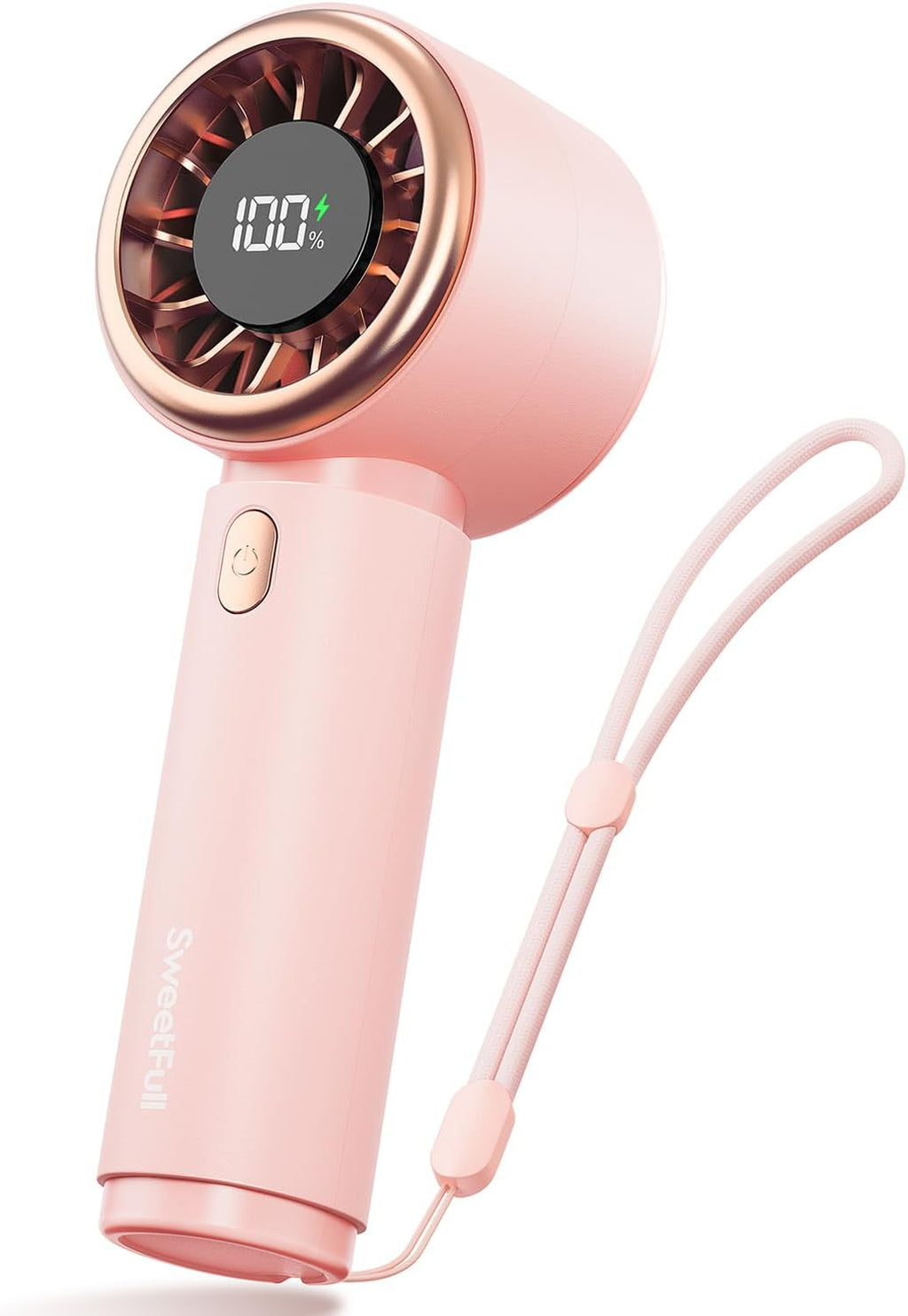 Sweetfull Mini Fan - Portable Handheld Turbo Fan with Rechargeable Battery | 5 Speeds, Pink