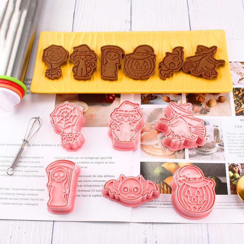 MayeBridge Halloween Witch and Bat Cookie Cutters Set of 6