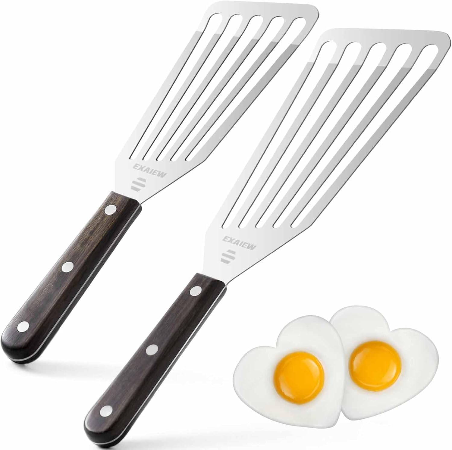 Skiennix Fish Spatula - Flexible Stainless Steel Turner for Flipping Eggs & Burgers | 2-Pack
