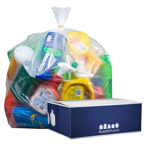 Plasticplace - W33LDC1 33 Gallon Trash Bags │ 1.2 Mil │ Clear Heavy Duty Garbage Can Liners │ 33" x 39" (100 Count)