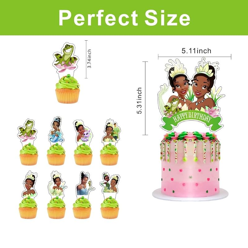 Princess Frog Cake Decorations Set - 25 Pcs for Tiana Birthdays