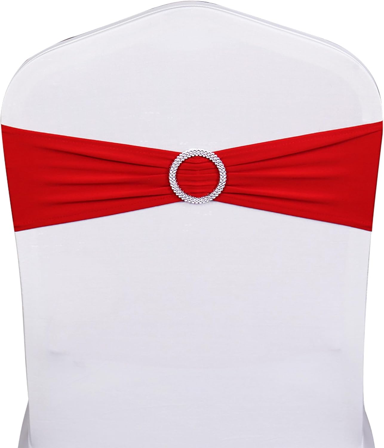 Skiennix Red Spandex Chair Sashes - Pack of 50 for Weddings, Parties, and Events | Elegant Decorations