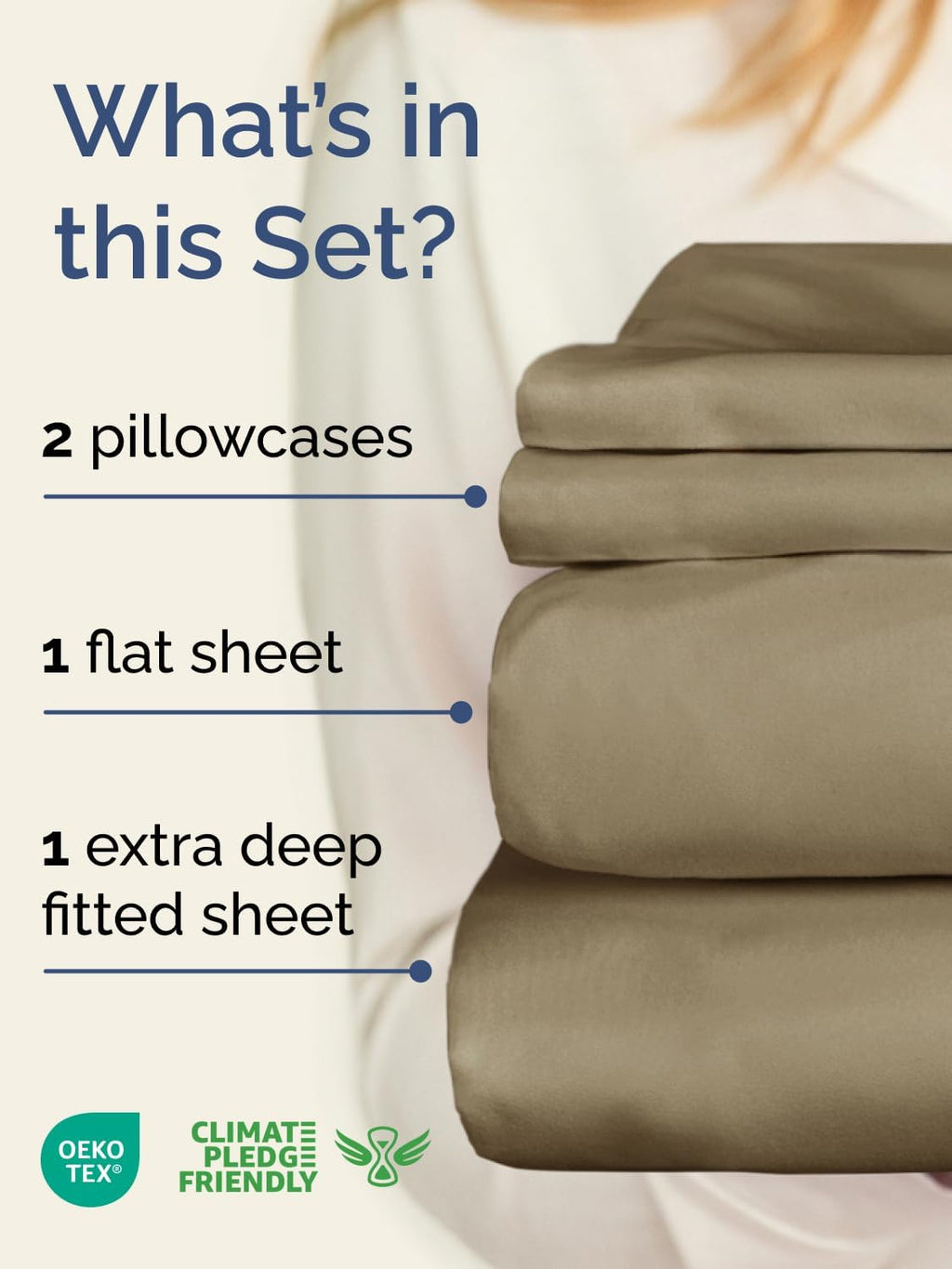 Skiennix Extra Deep Twin Sheet Set - 4-Piece Breathable Cooling Sheets - Luxurious Hotel Quality - Soft, Wrinkle-Free Khaki