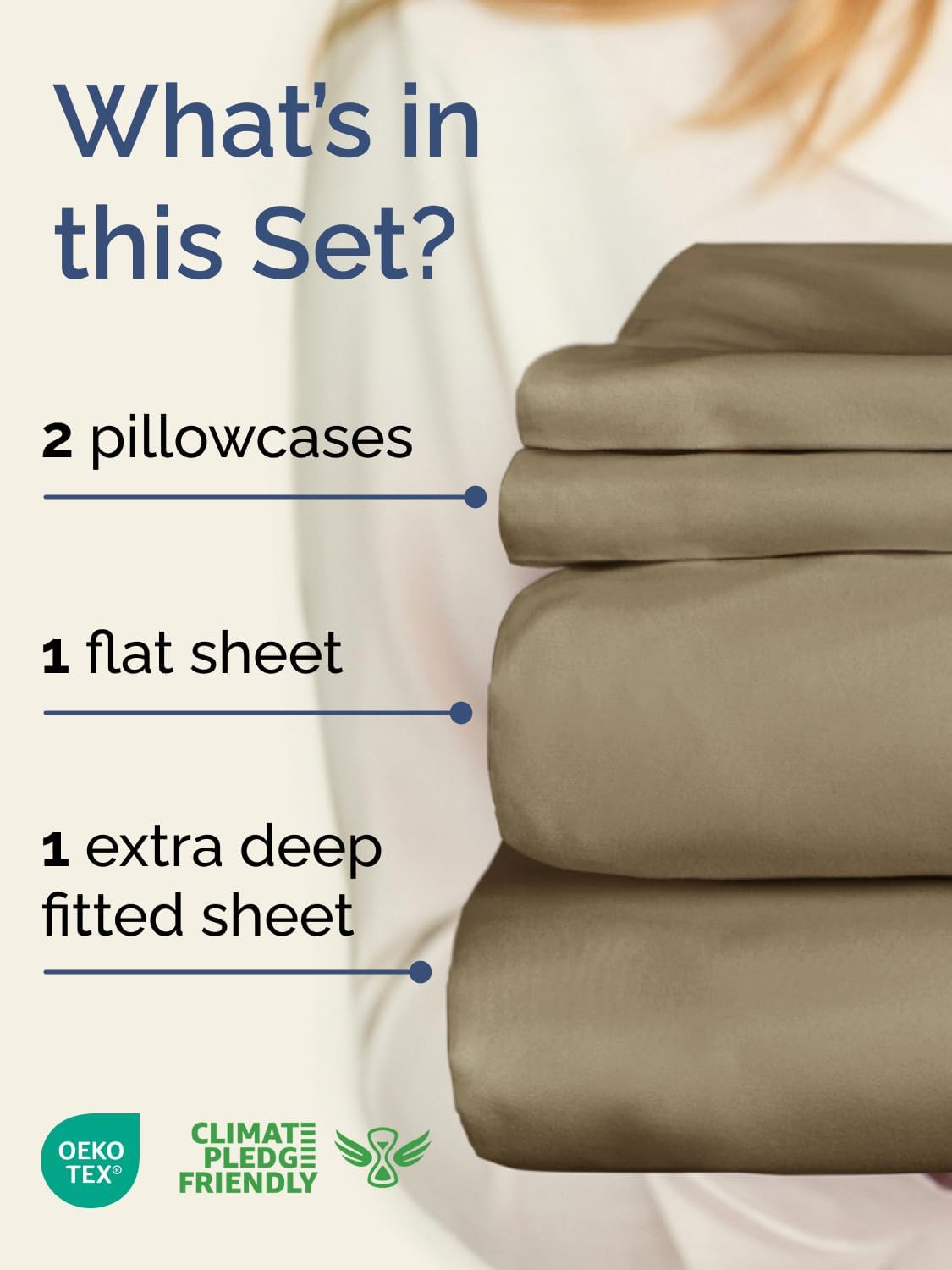 Skiennix Extra Deep Twin Sheet Set - 4-Piece Breathable Cooling Sheets - Luxurious Hotel Quality - Soft, Wrinkle-Free Khaki