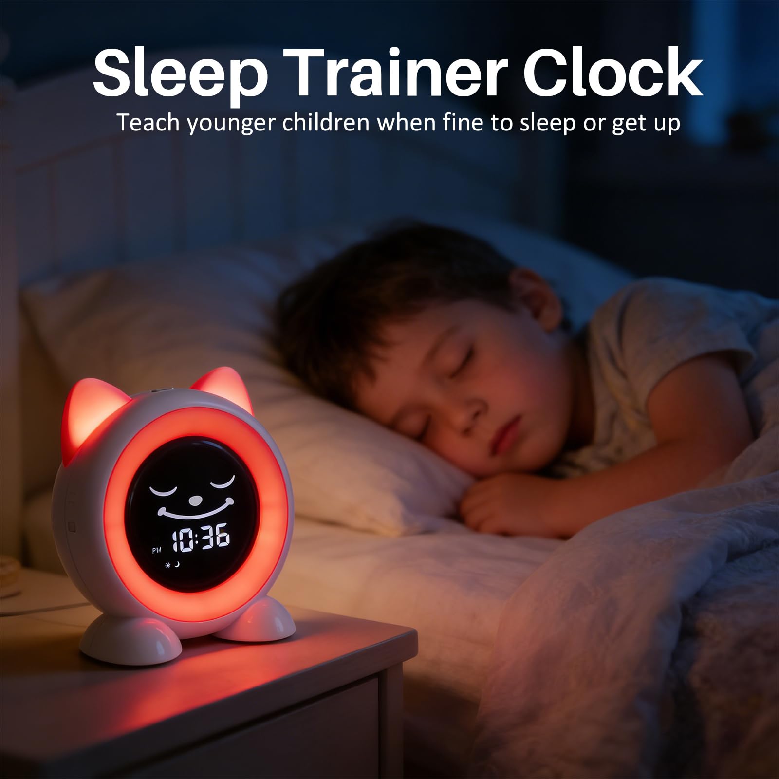 FiveHome Toddlers Sleep Training Clock, Ok to Wake Clock with Red Green Light,Emoji,Nap Timer, Gift Idea for Toddler Girls Boys
