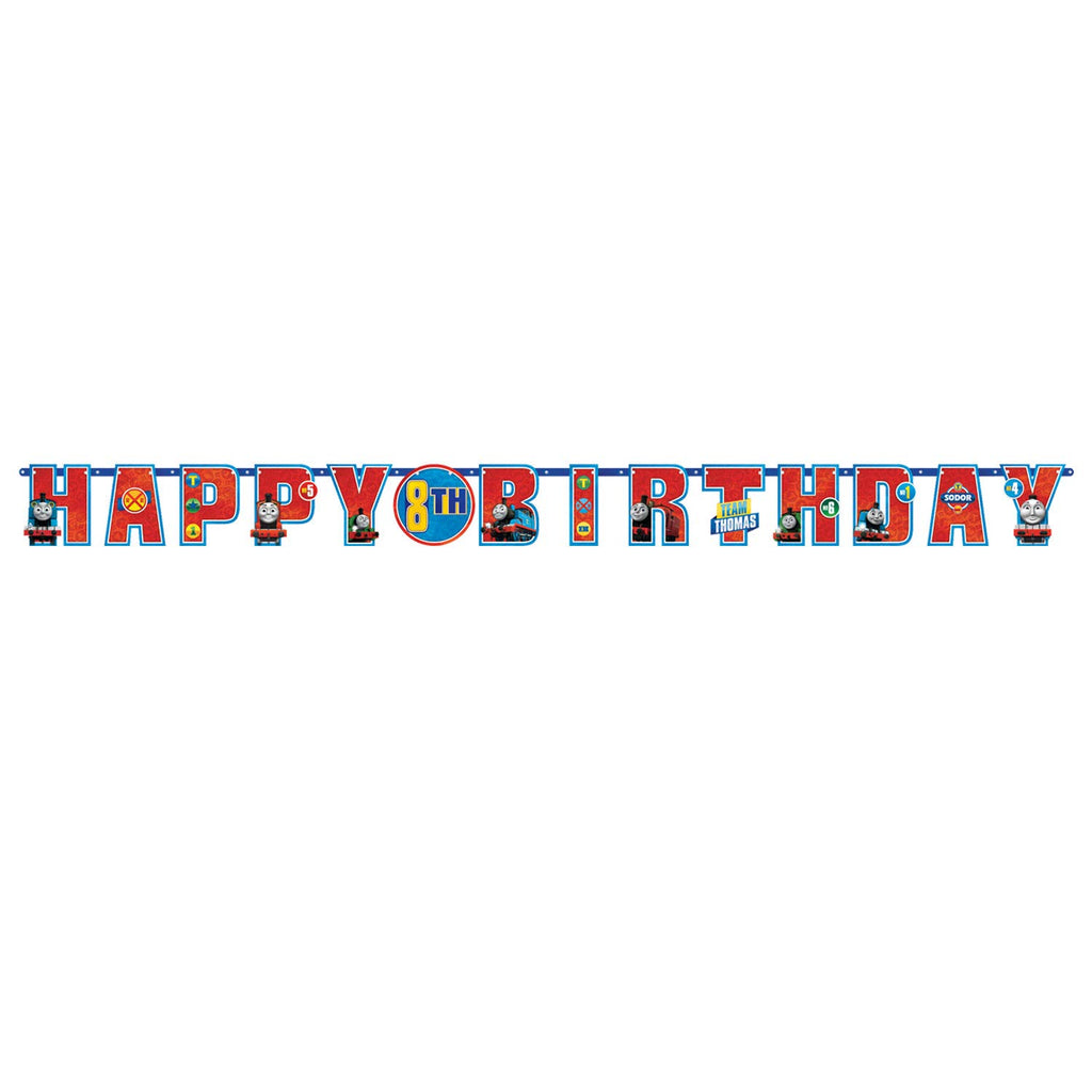 Thomas All Aboard Jumbo Add-An-Age Letter Multicolor Paper Banner - 10.5' x 10" (Pack Of 1) - Perfect For Birthdays & Train-themed Celebrations