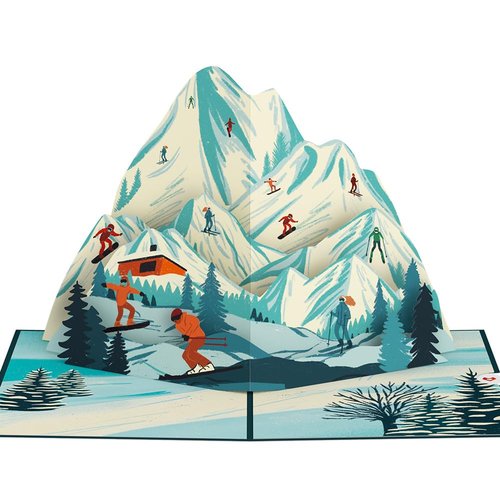 Lovepop Everyday Pop-Up Card for Her and Him - 3D Greeting Cards for Boys, Girls, Men, Women - Mountain Ski Adventure - 5" x 7" Card - Blank Notecard & Envelope Included