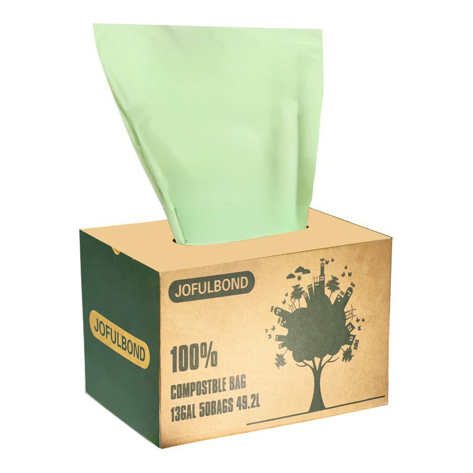 13 Gallon Trash Bags Biodegradable Compost Recycling Trash Bags, Compostable For Kitchen, 100 Count, 1.2 Mils,60 Liter, Recyclable Composta Large Heavy Duty Garbage Bag (100)