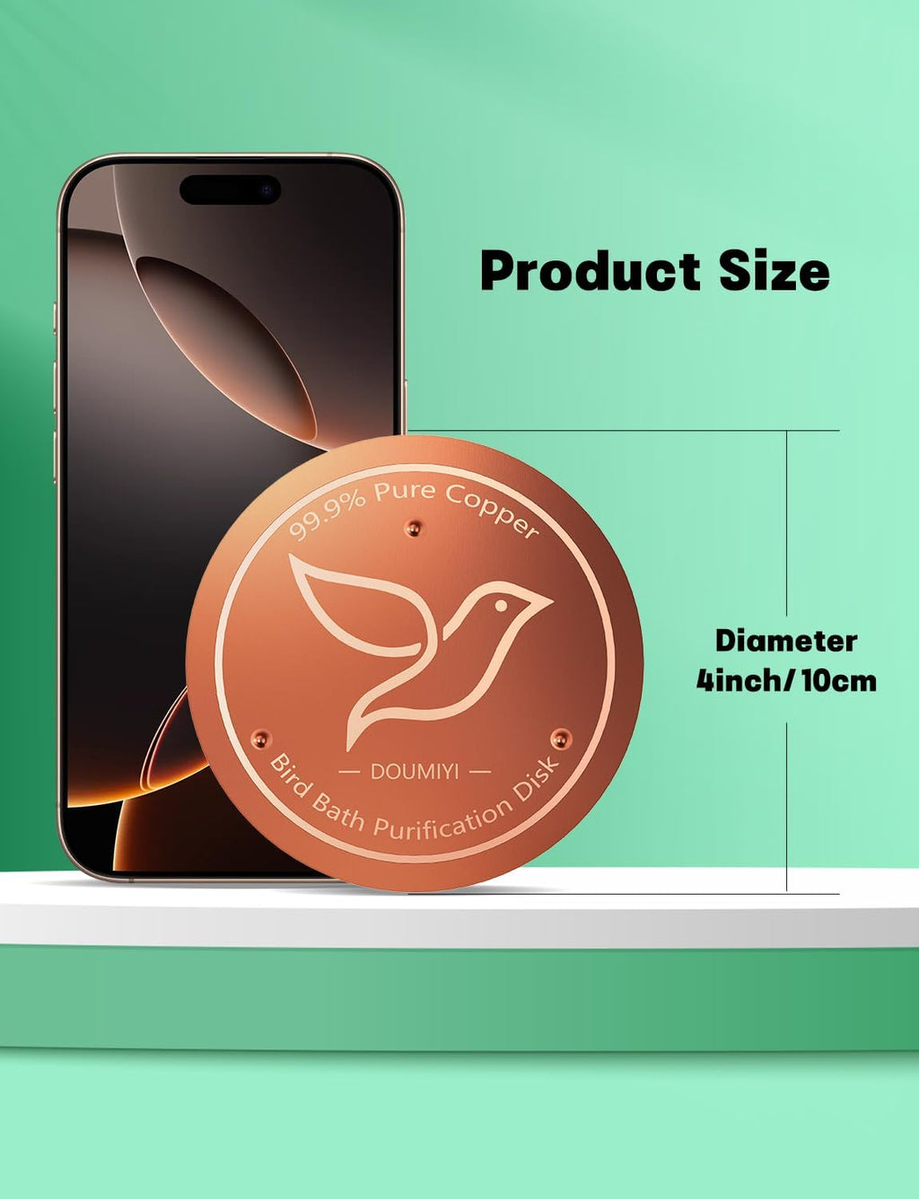 Nature’s Purifier 2-Pack Copper Bird Bath Cleaning Disks - 99.9% Pure Copper, 0.6mm Thick