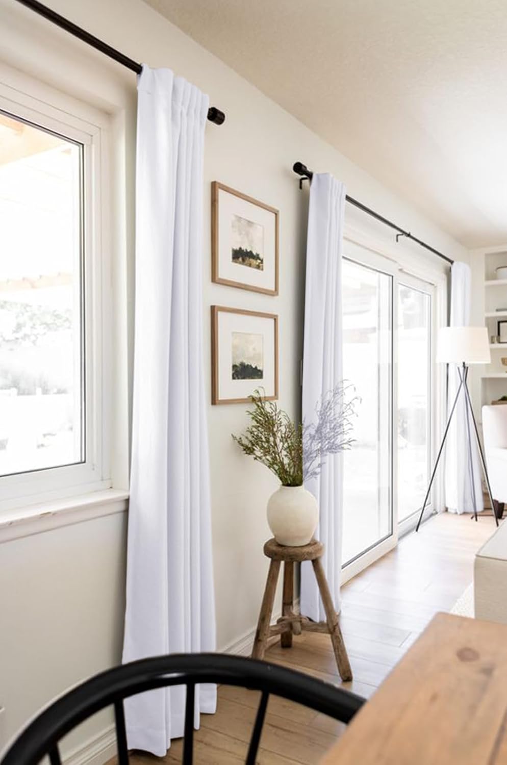 Skiennix Blackout Curtains - 100% Blackout Thermal Insulated Drapes | 84" Long, Bright White, 2 Panels Set