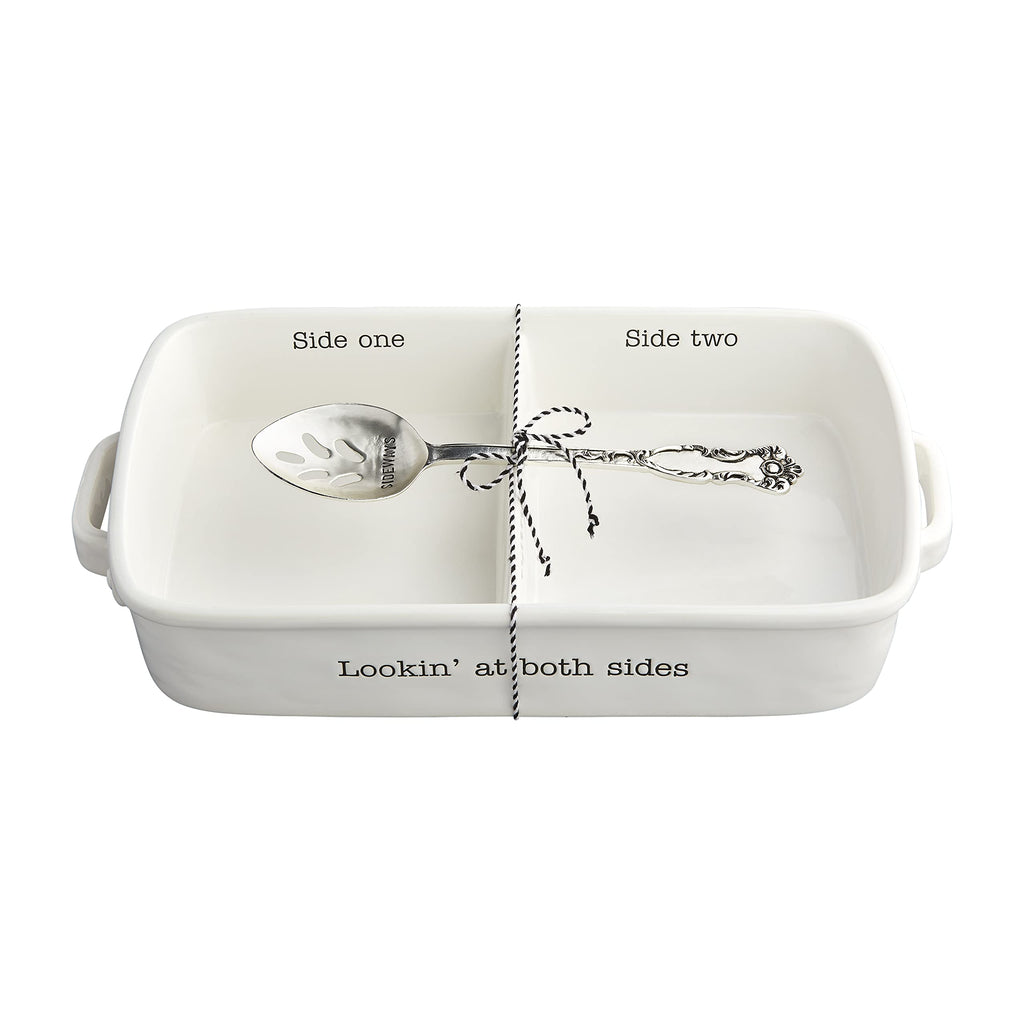 Mud Pie Circa Side Baker Set, White, 2.5" x 8" x 14"