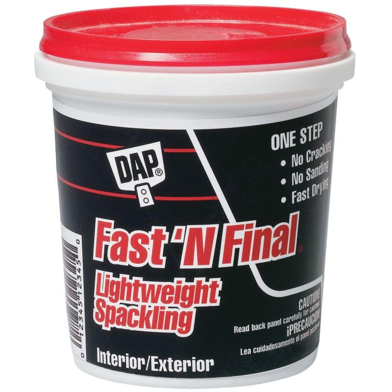 DAP Fast 'N Final Lightweight Spackling, 8 Oz Tub, 12-Pack