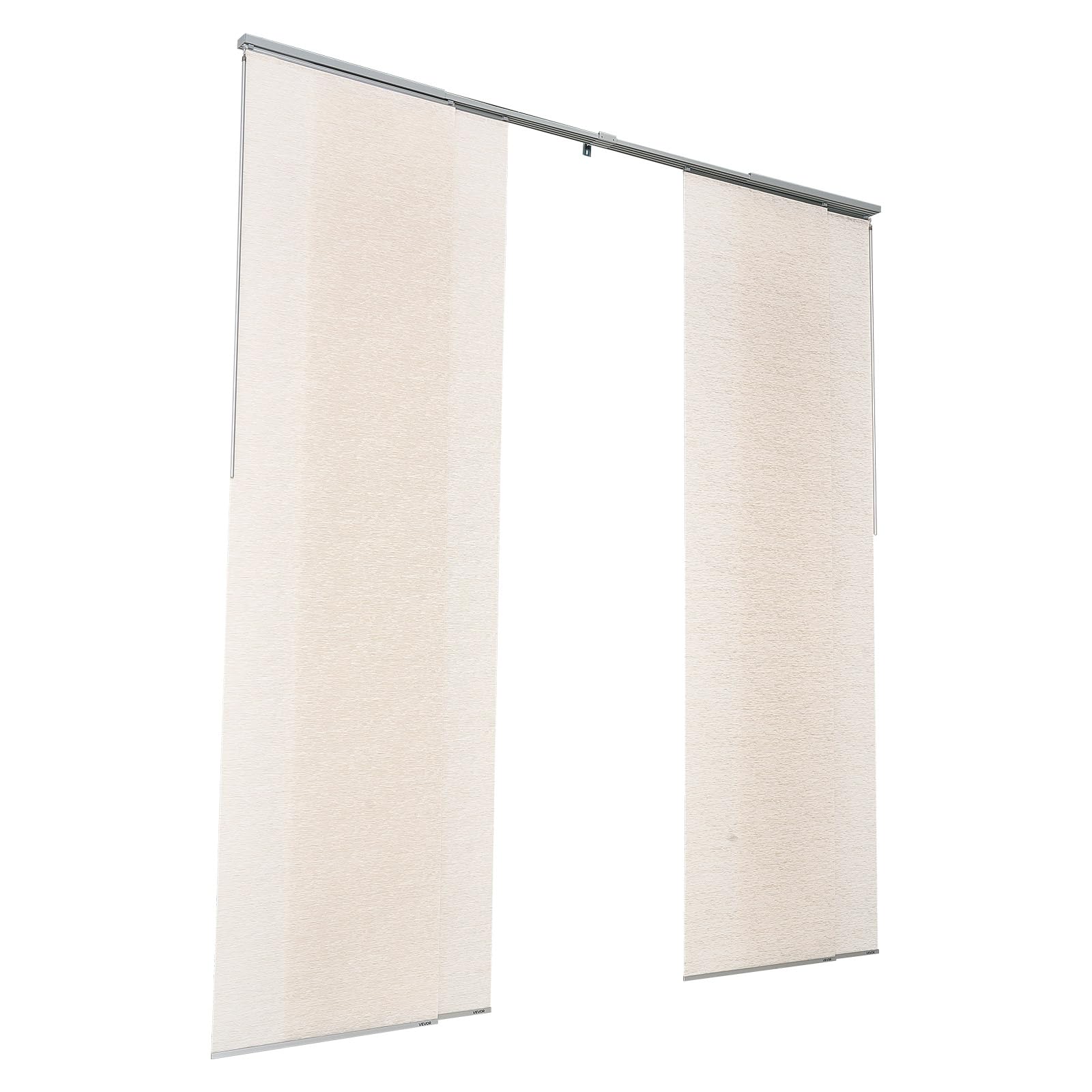 VEVOR Panel Track Blinds, Extendable Track from 45.8 in to 86 in W, Trimmable Panel Curtains Up to 96 in H, Adjustable Vertical Panel Blinds for Sliding Doors, Patio Doors, Room Divider, Light Brown